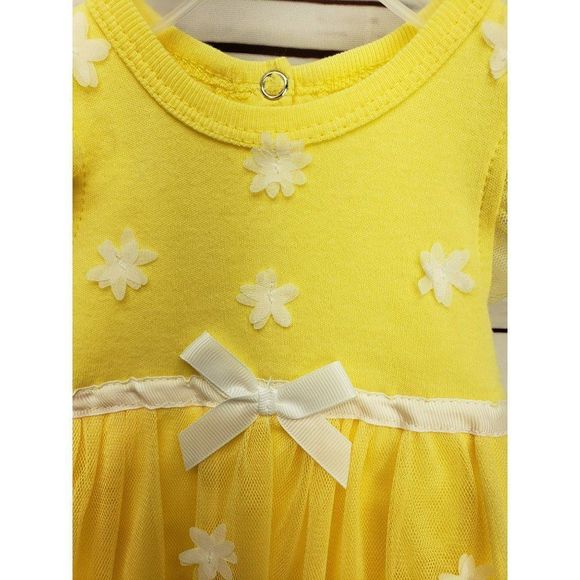 DDG Darling 3-6 month yellow one piece bodysuit dress tutu white‎ flowers - Picture 5 of 6